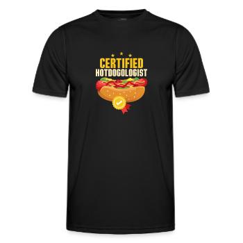 Certified Hotdogologist Foodie Viennese Hot Dogs - Men's Functional T-Shirt - black - Front - AI Model Male 178 dark (178cm)