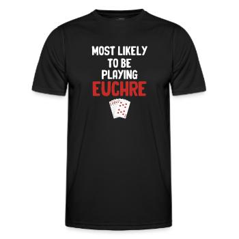 Am Wahrscheinlichsten Spielen Sie Euchre Casino - Männer Funktions-T-Shirt - Schwarz - Vorne - AI Model Male 178 dark (178cm)