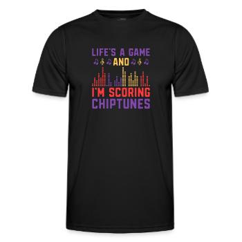 Chiptune, mélomane, groove au son des bips et du bloo - T-shirt sport Homme - noir - Devant - AI Model Male 178 dark (178cm)