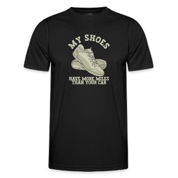 Meine Schuhe Haben Mehr Kilometer Als Dein Auto - Männer Funktions-T-Shirt - Schwarz - Vorne - AI Model Male 178 dark (178cm)