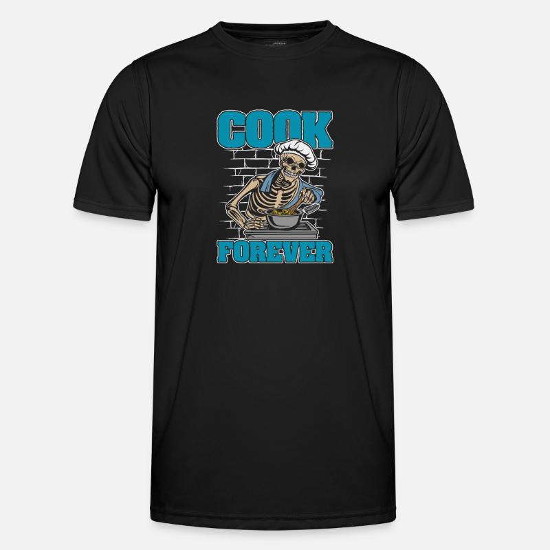 Chef Cooking Skeleton - Men's Functional T-Shirt - black