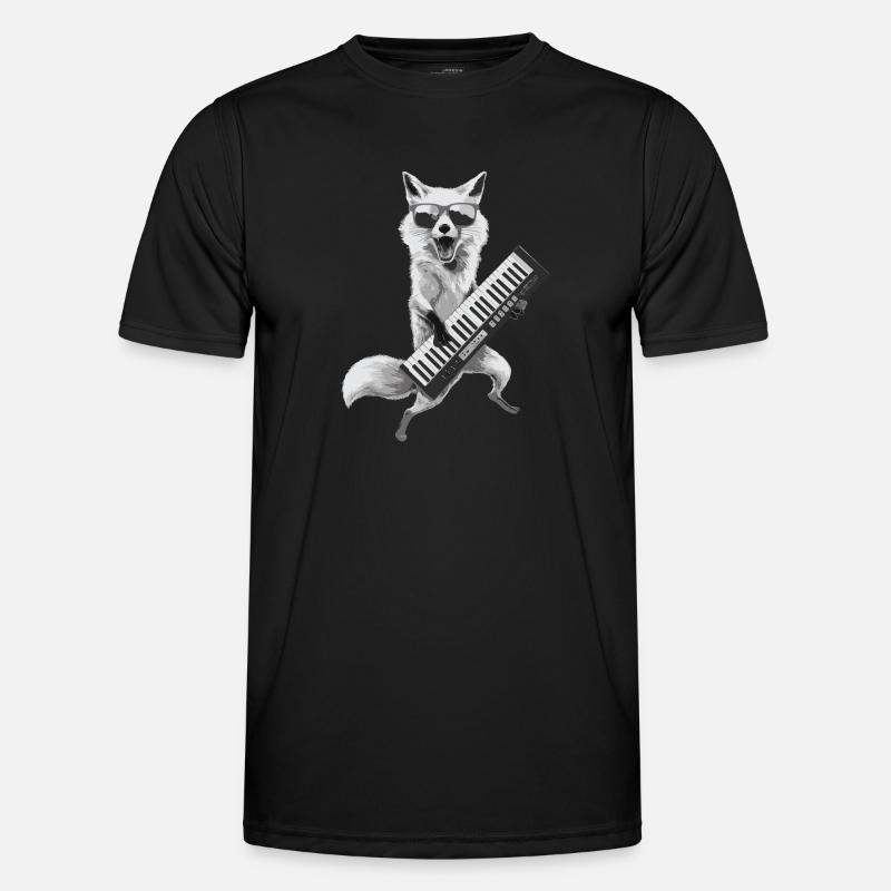Fox Keytar Keyboard Gift - Men's Functional T-Shirt - black
