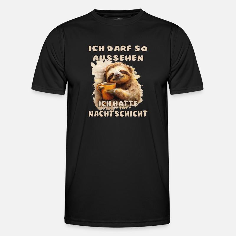 Funny Sloth Saying Night Shift - Men's Functional T-Shirt - black