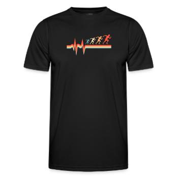 Coureur Jogger Coureur Courir Électrocardiogramme - T-shirt sport Homme - noir - Devant - AI Model Male 178 dark (178cm)