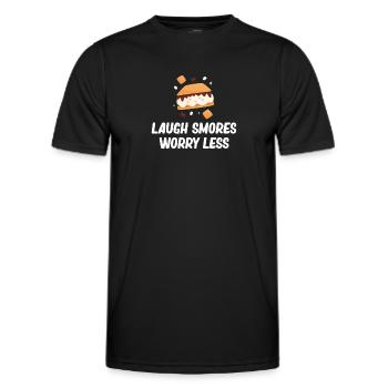 Laugh Smores Worry Less Glamping Backpacking - Männer Funktions-T-Shirt - Schwarz - Vorne - AI Model Male 178 dark (178cm)