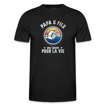 Father and Son A Team for Life Funny Gift - Men's Functional T-Shirt - black - Front - AI Model Male 178 dark (178cm)