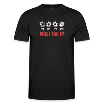 F/2 F/4 F/8 F/16 Was Zum F? Lustiger Fotograf Und - Männer Funktions-T-Shirt - Schwarz - Vorne - AI Model Male 178 dark (178cm)