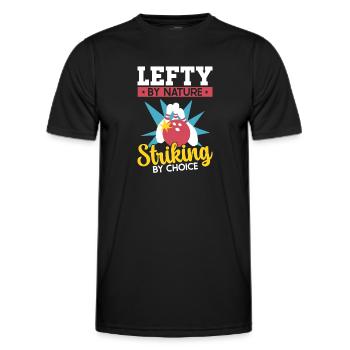 Bowling Left-handed Left-handed bowler - Men's Functional T-Shirt - black - Front - AI Model Male 178 dark (178cm)
