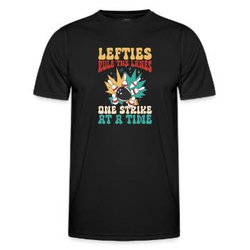 Bowling Left-handed Left-handed bowler - Men's Functional T-Shirt - black - Front - AI Model Male 178 dark (178cm)