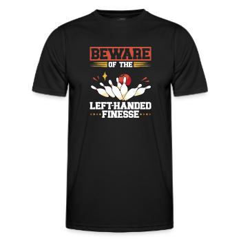 Bowling Left-handed Left-handed bowler - Men's Functional T-Shirt - black - Front - AI Model Male 178 dark (178cm)