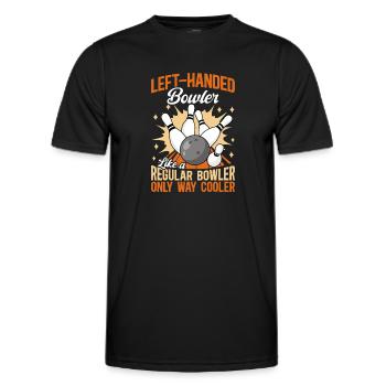 Bowling Left-handed Left-handed bowler - Men's Functional T-Shirt - black - Front - AI Model Male 178 dark (178cm)