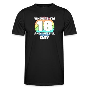 Funny Gay Pride - 18th Birthday 18 BDay Lesbian - Men's Functional T-Shirt - black - Front - AI Model Male 178 dark (178cm)