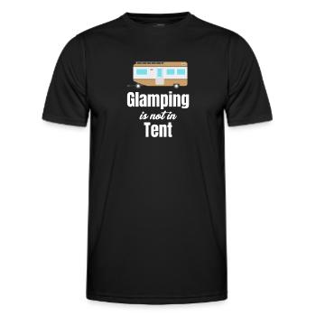 Glamping Gibt Es Nicht Im Zelt. Glamper, - Männer Funktions-T-Shirt - Schwarz - Vorne - AI Model Male 178 dark (178cm)