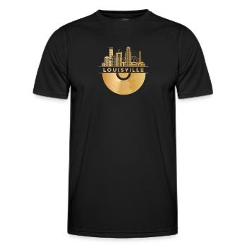 Vinyl-Schallplatte Musik Skyline-USA-Louisville - Männer Funktions-T-Shirt - Schwarz - Vorne - AI Model Male 178 dark (178cm)