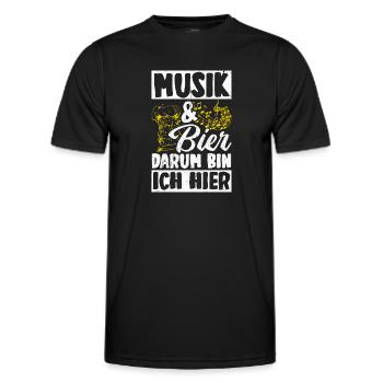 Musik & Bier Darum Bin Ich Hier Saufen Sauftour Bi - Männer Funktions-T-Shirt - Schwarz - Vorne - AI Model Male 178 dark (178cm)