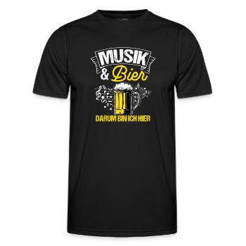 Musik & Bier Darum Bin Ich Hier Saufen Sauftour Bi - Männer Funktions-T-Shirt - Schwarz - Vorne - AI Model Male 178 dark (178cm)