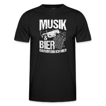 Musik & Bier Darum Bin Ich Hier Saufen Sauftour Bi - Männer Funktions-T-Shirt - Schwarz - Vorne - AI Model Male 178 dark (178cm)
