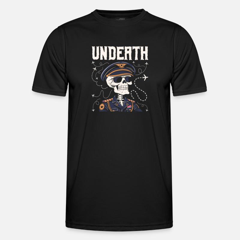 Airplane Pilot Skeleton Undeath - Men's Functional T-Shirt - black