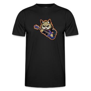 Musiker Cat Rocker E-Gitarre Instrumente - Männer Funktions-T-Shirt - Schwarz - Vorne - AI Model Male 178 dark (178cm)