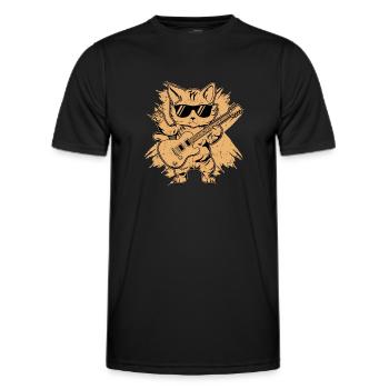 Metallkatze Spielt Akustikgitarre Rock Süßes Kätzchen - Männer Funktions-T-Shirt - Schwarz - Vorne - AI Model Male 178 dark (178cm)