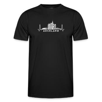 Herzschlag Skyline Neuseeland Auckland - Männer Funktions-T-Shirt - Schwarz - Vorne - AI Model Male 178 dark (178cm)
