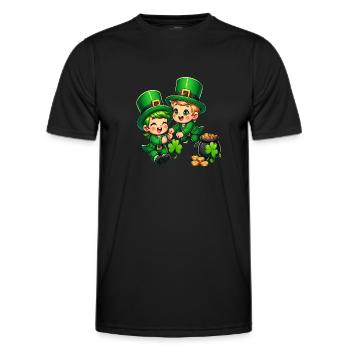 Duo de lutins espiègles (lutin irlandais) - T-shirt sport Homme - noir - Devant - AI Model Male 178 dark (178cm)