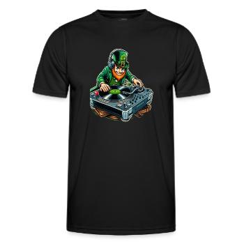 DJ Leprechaun (Leprechaun irlandais) - T-shirt sport Homme - noir - Devant - AI Model Male 178 dark (178cm)
