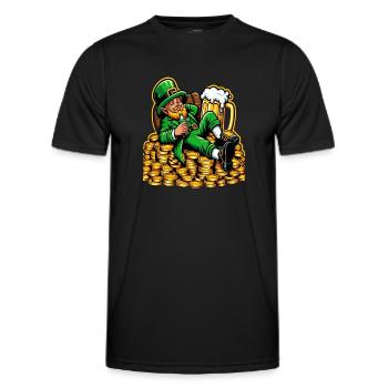 Entspannter Leprechaun (Irischer Kobold) - Männer Funktions-T-Shirt - Schwarz - Vorne - AI Model Male 178 dark (178cm)