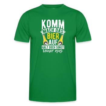 Come on, open the beer, but no one else can stand it - Men's Functional T-Shirt - kelly green - Front - AI Model Male 178 dark (178cm)