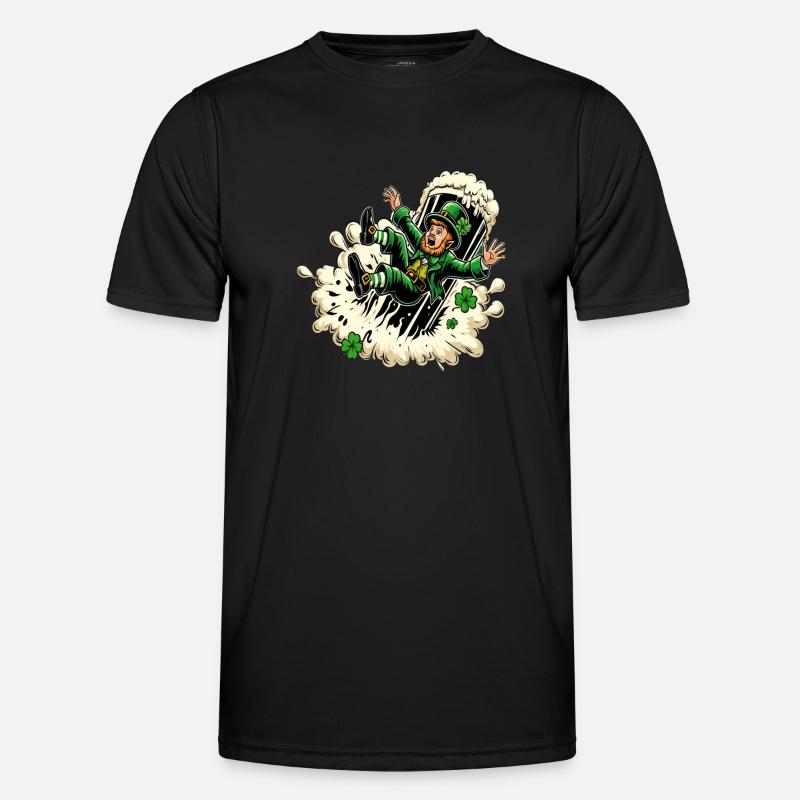 Fallender Leprechaun (Irischer Kobold) - Männer Funktions-T-Shirt - Schwarz