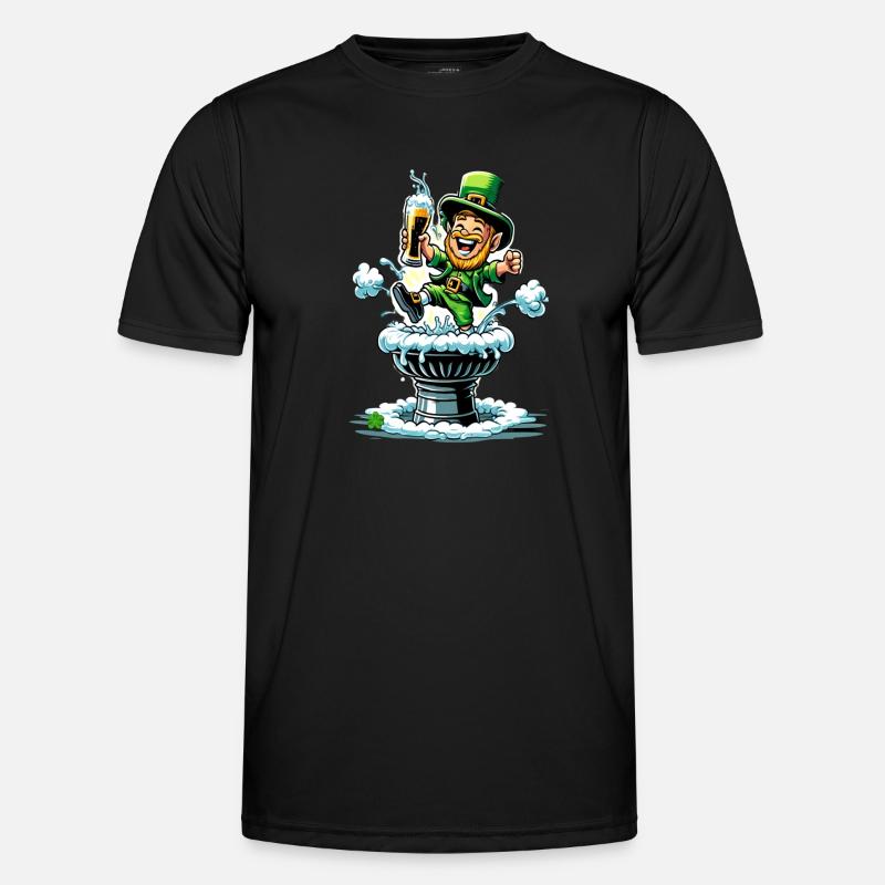 Springender Leprechaun (Irischer Kobold) - Männer Funktions-T-Shirt - Schwarz