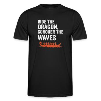 Ride The Dragon, Conquer The Waves - Men's Functional T-Shirt - black - Front - AI Model Male 178 dark (178cm)