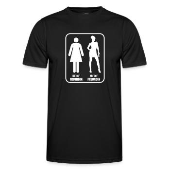 Deine Freundin - meine Freundin, Vergleich - Männer Funktions-T-Shirt - Schwarz - Vorne - AI Model Male 178 dark (178cm)