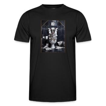 Frenchie Toilette Zeitung lesen Geschenk - Männer Funktions-T-Shirt - Schwarz - Vorne - AI Model Male 178 dark (178cm)