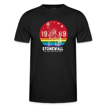 The First Pride Was A Riot 1969 Stonewall LGBTQ - Men's Functional T-Shirt - black - Front - AI Model Male 178 dark (178cm)