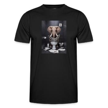 Elefant Toilette Zeitung lesen Geschenk - Männer Funktions-T-Shirt - Schwarz - Vorne - AI Model Male 178 dark (178cm)