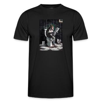 Affe Toilette lesen Zeitung Geschenk - Männer Funktions-T-Shirt - Schwarz - Vorne - AI Model Male 178 dark (178cm)