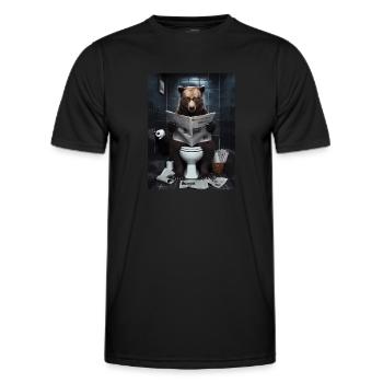 Bär Toilette lesen Zeitung Geschenk - Männer Funktions-T-Shirt - Schwarz - Vorne - AI Model Male 178 dark (178cm)