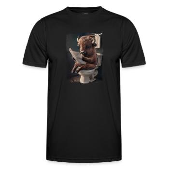 Bison-Toilette Geschenk - Männer Funktions-T-Shirt - Schwarz - Vorne - AI Model Male 178 dark (178cm)