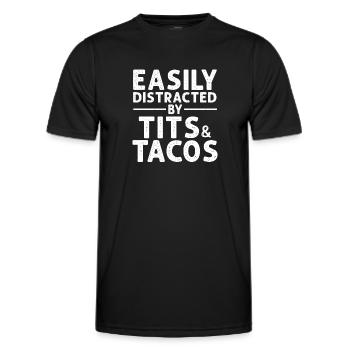 Easily Distracted By Tits and Tacos Adult Humor - Männer Funktions-T-Shirt - Schwarz - Vorne - AI Model Male 178 dark (178cm)