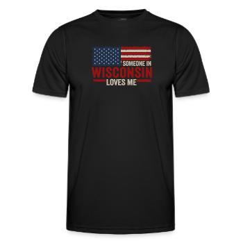 Jemand in Wisconsin liebt mich - Männer Funktions-T-Shirt - Schwarz - Vorne - AI Model Male 178 dark (178cm)