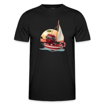 Obst Kirsche Bootfahren Geschenk - Männer Funktions-T-Shirt - Schwarz - Vorne - AI Model Male 178 dark (178cm)