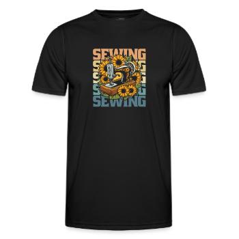 Sewing Sewing Machine - Men's Functional T-Shirt - black - Front - AI Model Male 178 dark (178cm)