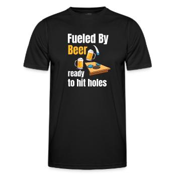 Angetrieben Von Bier, Bereit, Löcher Zu Schlagen. - Männer Funktions-T-Shirt - Schwarz - Vorne - AI Model Male 178 dark (178cm)