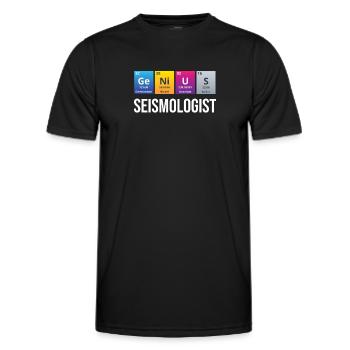 Genialer Seismologe, Lustiger Vulkanologe, - Männer Funktions-T-Shirt - Schwarz - Vorne - AI Model Male 178 dark (178cm)