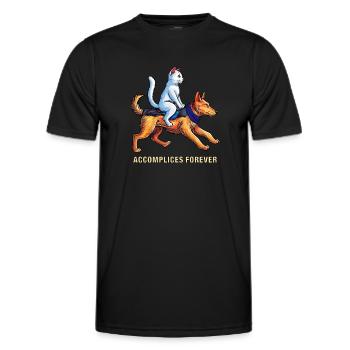 CHIEN CHAT COMPLICES POUR TOUJOURS - T-shirt sport Homme - noir - Devant - AI Model Male 178 dark (178cm)