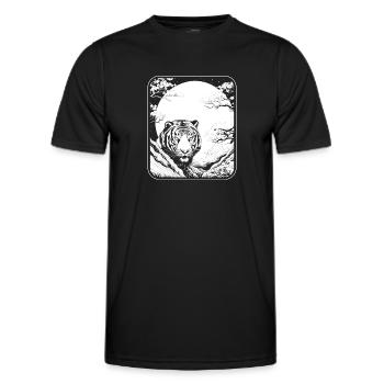 Tiger Japan Cherry Blossom Moon - Männer Funktions-T-Shirt - Schwarz - Vorne - AI Model Male 178 dark (178cm)