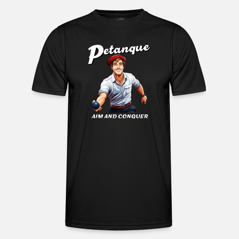 PETANQUE AIM AND CONQUER - Männer Funktions-T-Shirt - Schwarz