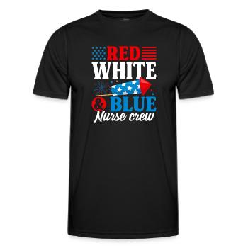 Rot Weiß Blau Krankenschwester Crew Patriotische Krankenschwester - Männer Funktions-T-Shirt - Schwarz - Vorne - AI Model Male 178 dark (178cm)
