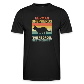 Des bergers allemands où la bave rencontre la dignité - T-shirt sport Homme - noir - Devant - AI Model Male 178 dark (178cm)